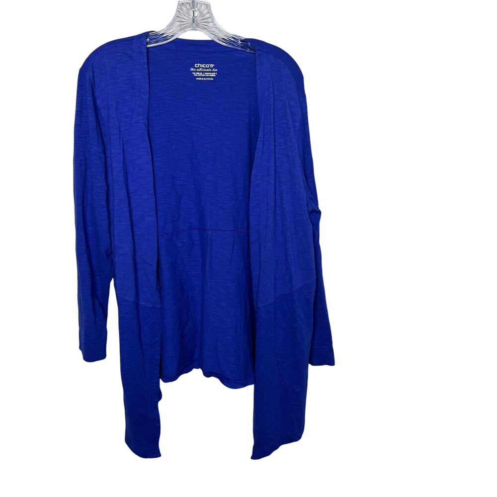 Chico’s Size 3‎ XL Blue Open Front Cardigan Lightweight Drape Front Cotton Modal